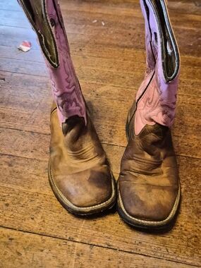 Ole West Pink & Brown Western Boots Little Girls Size 2–3
